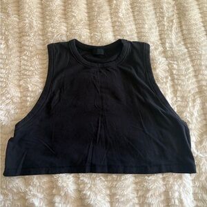 SKIMS Cropped Black Boyfriend Tank Top